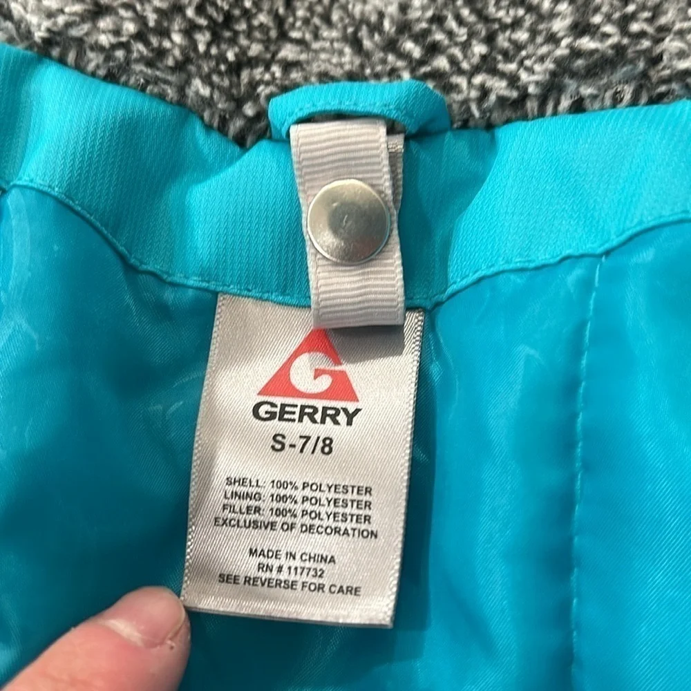 Gerry Girls Winter Coat Jacket Hooded Double Zip Pockets Small‎ 7/8 Turquoise